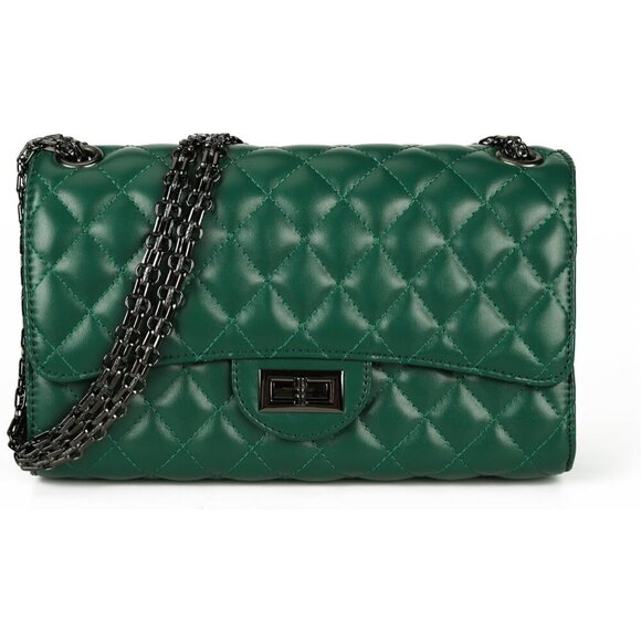 🆕 Women Green Strap Stylish Clutch Purse Quilted Ladies Chain Crossbody Bags - Picture 1 of 6